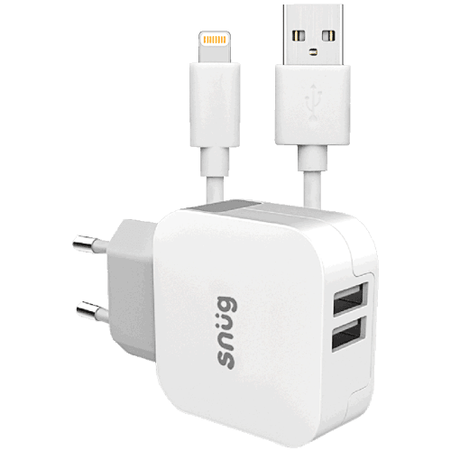 SN0009 - Snug Home Charger With Apple Lightning Charge and Sync Cable