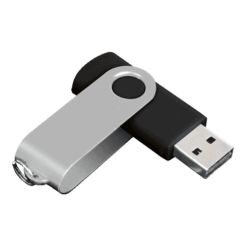 BE0079 - 16GB Black/Silver Swivel USB