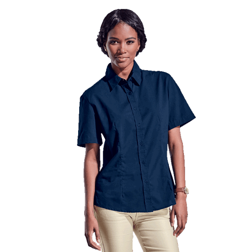 Ladies Basic Poly Cotton Blouse Short Sleeve (LL-PLA)